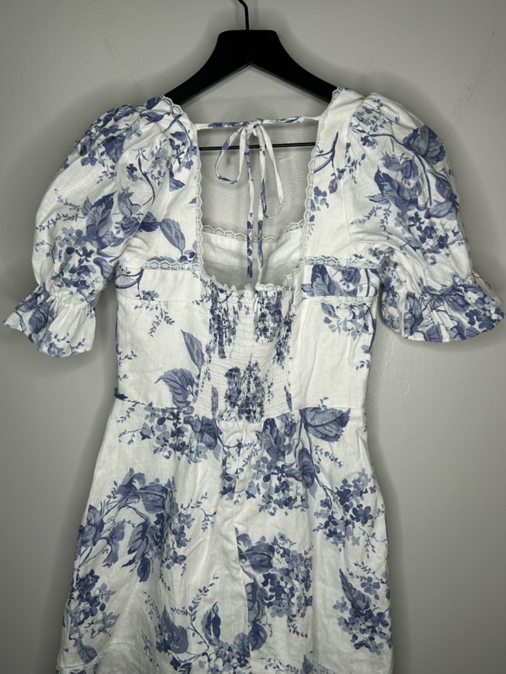 Reformation Evianna Blue and White Linen Dress Size 6 NWT - Picture 8 of 13